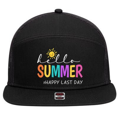 Happy Last Day Of School Teacher Student Hello Summer Gifts 7 Panel Mesh Trucker Snapback Hat