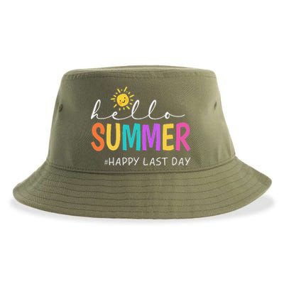 Happy Last Day Of School Teacher Student Hello Summer Gifts Sustainable Bucket Hat