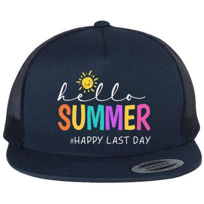 Happy Last Day Of School Teacher Student Hello Summer Gifts Flat Bill Trucker Hat