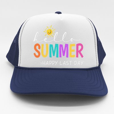 Happy Last Day Of School Teacher Student Hello Summer Gifts Trucker Hat