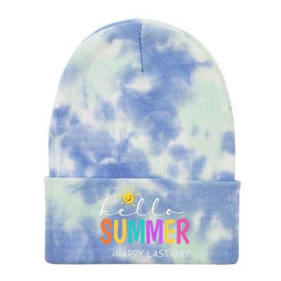 Happy Last Day Of School Teacher Student Hello Summer Gifts Tie Dye 12in Knit Beanie