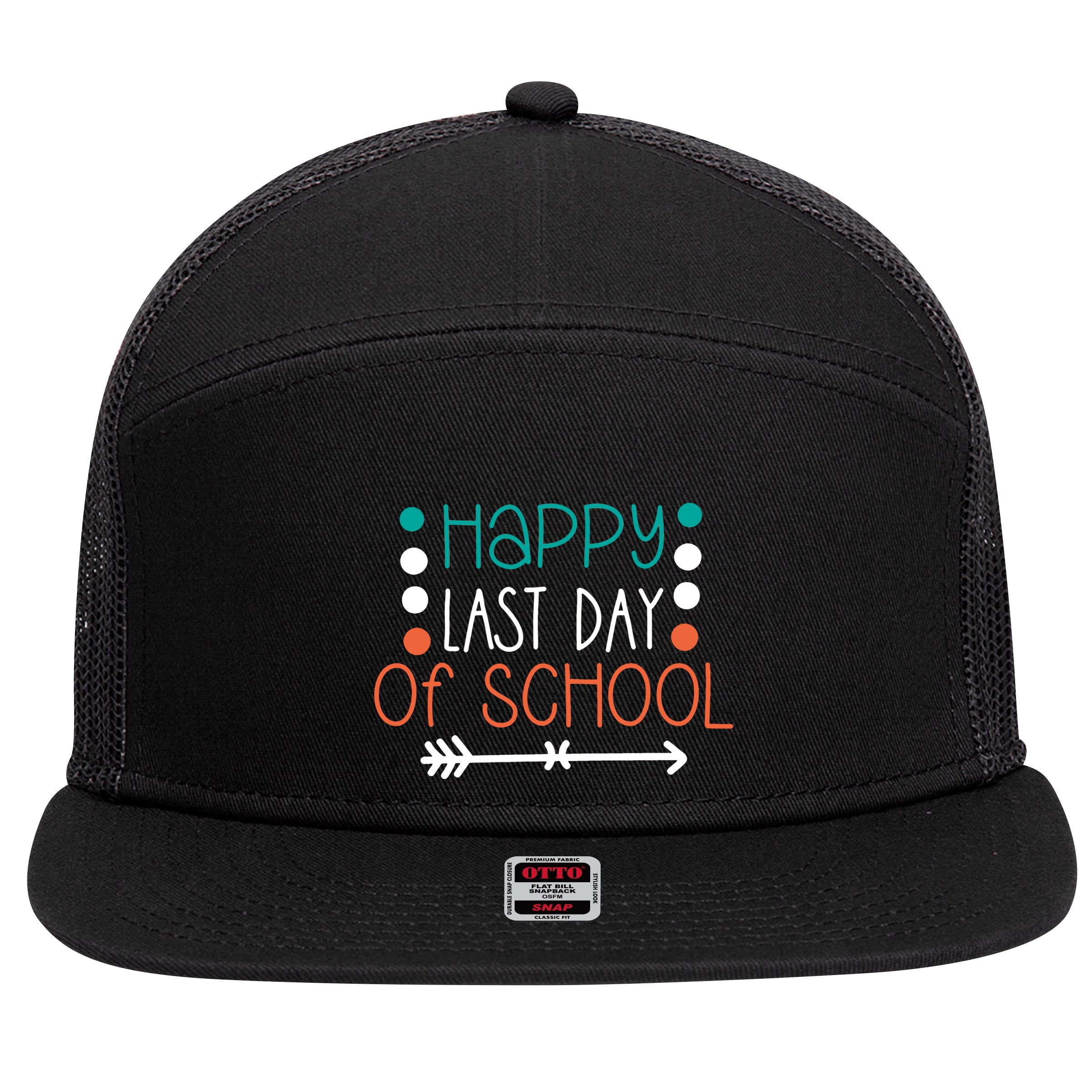 Happy Last Day Of School Graduation Gift 7 Panel Mesh Trucker Snapback Hat