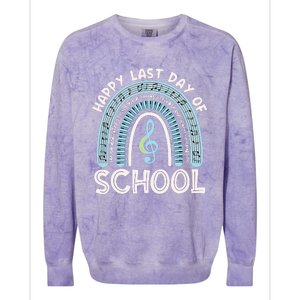 Happy Last Day Of School Music Teacher Student Rainbow Colorblast Crewneck Sweatshirt