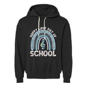 Happy Last Day Of School Music Teacher Student Rainbow Garment-Dyed Fleece Hoodie