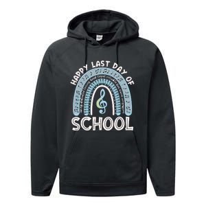 Happy Last Day Of School Music Teacher Student Rainbow Performance Fleece Hoodie