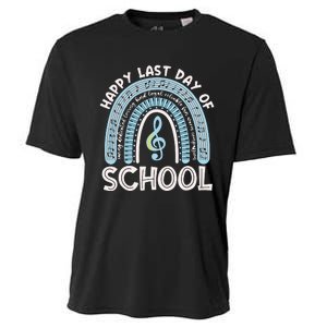 Happy Last Day Of School Music Teacher Student Rainbow Cooling Performance Crew T-Shirt