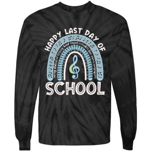 Happy Last Day Of School Music Teacher Student Rainbow Tie-Dye Long Sleeve Shirt