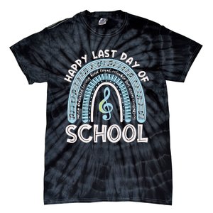 Happy Last Day Of School Music Teacher Student Rainbow Tie-Dye T-Shirt