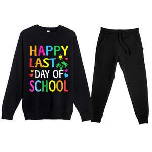 Happy Last Day Of School Teacher Student Graduation Premium Crewneck Sweatsuit Set