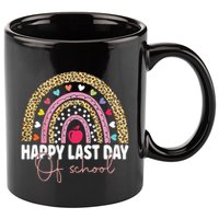 Happy Last Day Of School Teacher Student Graduation Rainbow 11oz C Handle Ceramic Mug