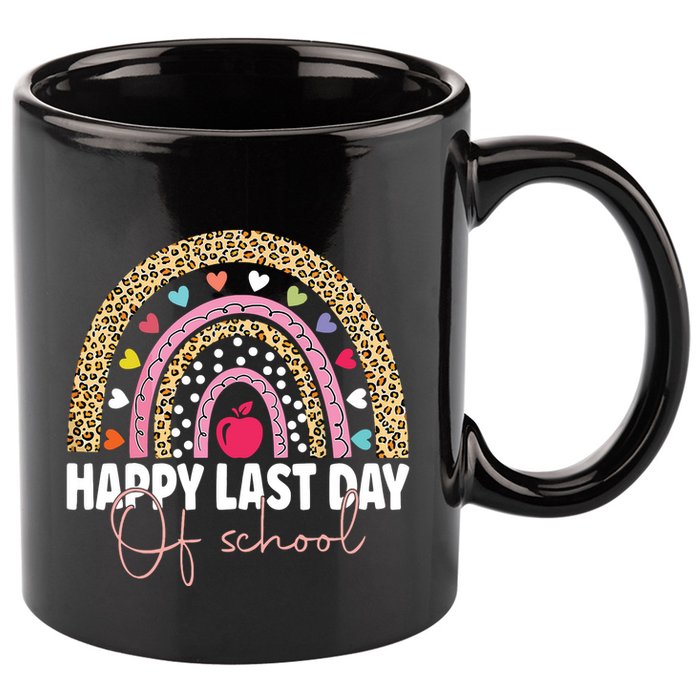 Happy Last Day Of School Teacher Student Graduation Rainbow 11oz C Handle Ceramic Mug