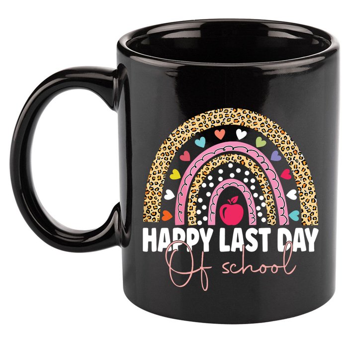 Happy Last Day Of School Teacher Student Graduation Rainbow 11oz C Handle Ceramic Mug