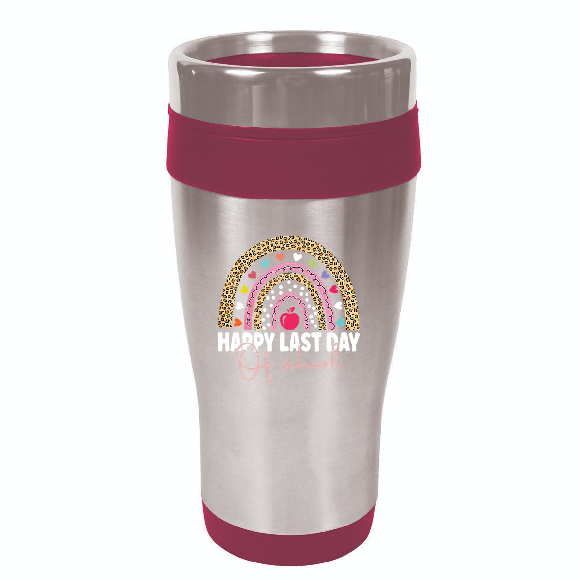 Happy Last Day Of School Teacher Student Graduation Rainbow 16oz Travel Tumbler