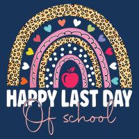 Happy Last Day Of School Teacher Student Graduation Rainbow 7 Panel Mesh Trucker Snapback Hat