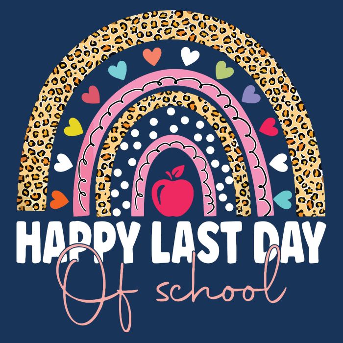 Happy Last Day Of School Teacher Student Graduation Rainbow 7 Panel Mesh Trucker Snapback Hat
