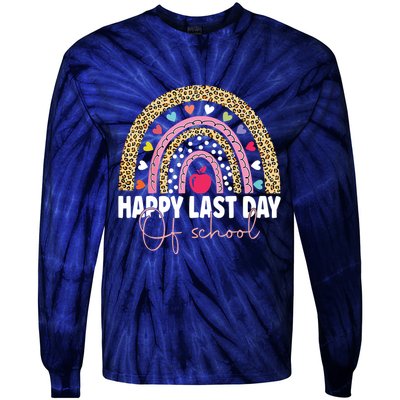 Happy Last Day Of School Teacher Student Graduation Rainbow Tie-Dye Long Sleeve Shirt