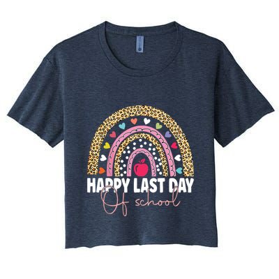 Happy Last Day Of School Teacher Student Graduation Rainbow Crop Top