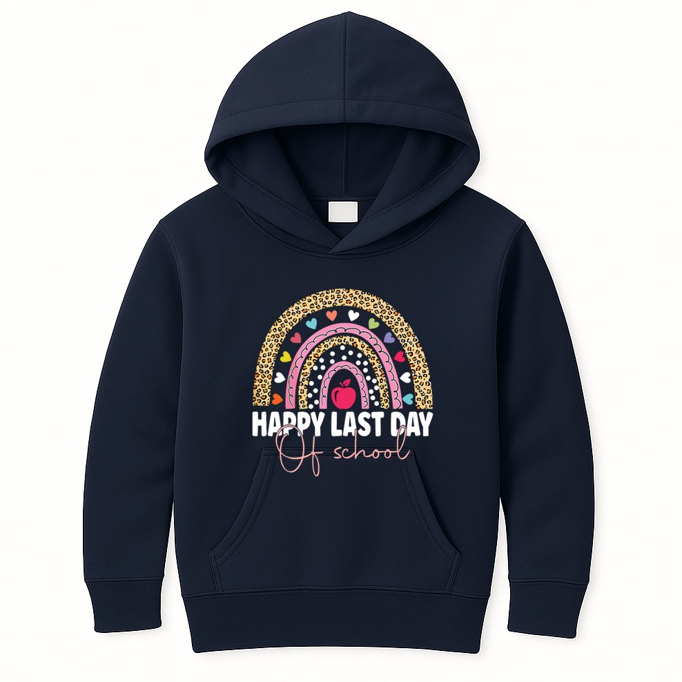 Happy Last Day Of School Teacher Student Graduation Rainbow Kids Hoodie