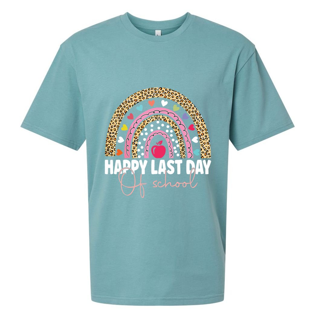 Happy Last Day Of School Teacher Student Graduation Rainbow Sueded Cloud Jersey T-Shirt
