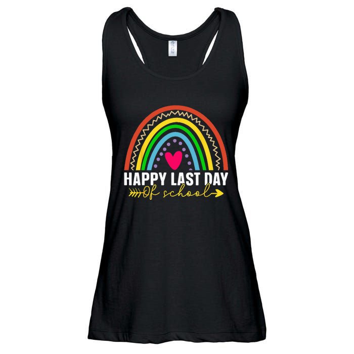 Happy Last Day Of School Hello Summer Teacher Student Ladies Essential Flowy Tank