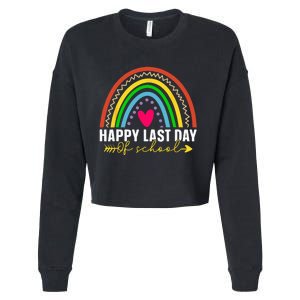 Happy Last Day Of School Hello Summer Teacher Student Cropped Pullover Crew