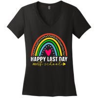 Happy Last Day Of School Hello Summer Teacher Student Women's V-Neck T-Shirt