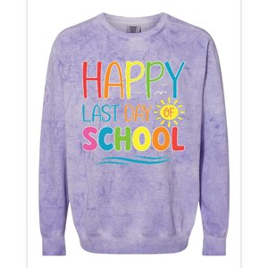 Happy Last Day Of School Teacher Student Graduation Summer Colorblast Crewneck Sweatshirt