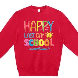 Happy Last Day Of School Teacher Student Graduation Summer Premium Crewneck Sweatshirt