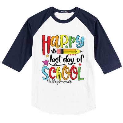 Happy Last Day Of School Shirts Hello Summer Teacher Student Baseball Sleeve Shirt