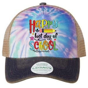 Happy Last Day Of School Shirts Hello Summer Teacher Student Legacy Tie Dye Trucker Hat