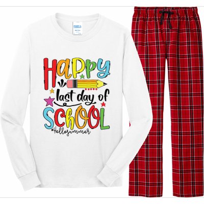 Happy Last Day Of School Shirts Hello Summer Teacher Student Long Sleeve Pajama Set