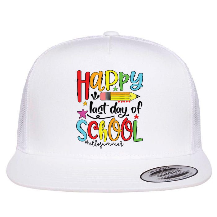 Happy Last Day Of School Shirts Hello Summer Teacher Student Flat Bill Trucker Hat