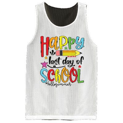 Happy Last Day Of School Shirts Hello Summer Teacher Student Mesh Reversible Basketball Jersey Tank