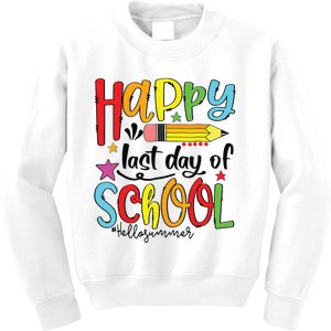 Happy Last Day Of School Shirts Hello Summer Teacher Student Kids Sweatshirt