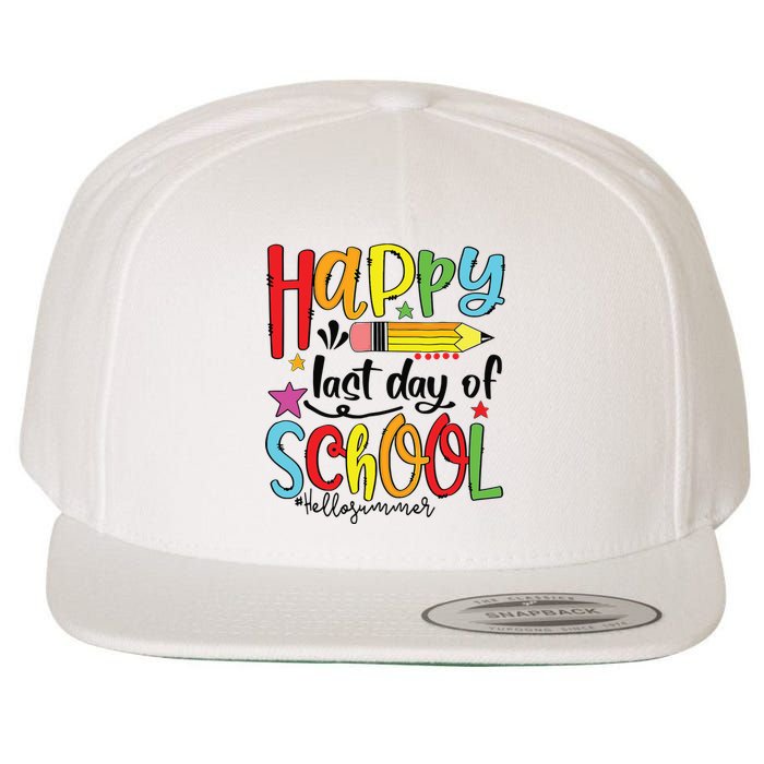 Happy Last Day Of School Shirts Hello Summer Teacher Student Wool Snapback Cap