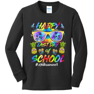 Happy Last Day Of School Hello Summer Students And Teachers Kids Long Sleeve Shirt