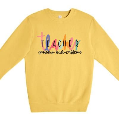 Happy Last Day Of School Teachers Crayons Kids Caffeine Premium Crewneck Sweatshirt