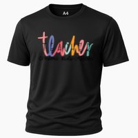 Happy Last Day Of School Teachers Crayons Kids Caffeine Cooling Performance Crew T-Shirt