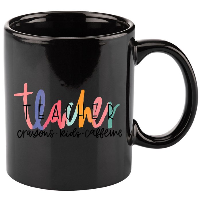 Happy Last Day Of School Teachers Crayons Kids Caffeine 11oz C Handle Ceramic Mug