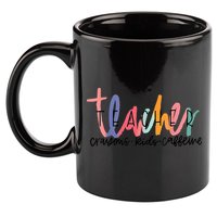 Happy Last Day Of School Teachers Crayons Kids Caffeine 11oz C Handle Ceramic Mug