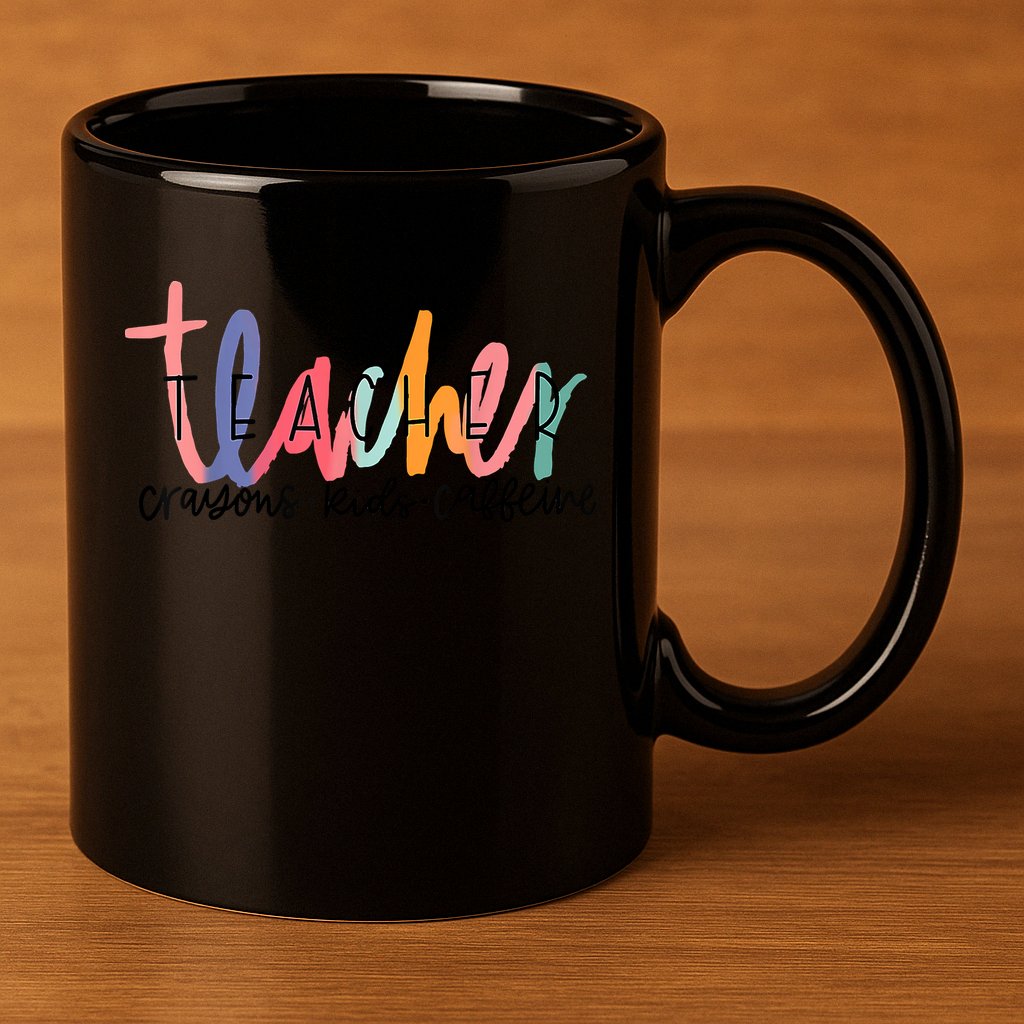 Happy Last Day Of School Teachers Crayons Kids Caffeine 11oz C Handle Ceramic Mug
