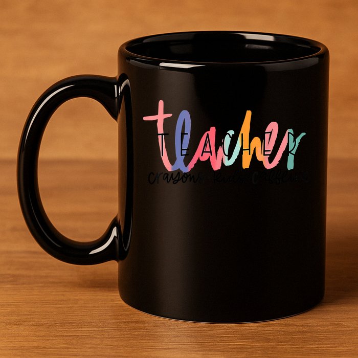 Happy Last Day Of School Teachers Crayons Kids Caffeine 11oz C Handle Ceramic Mug