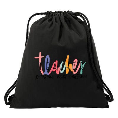 Happy Last Day Of School Teachers Crayons Kids Caffeine Drawstring Bag