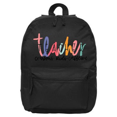 Happy Last Day Of School Teachers Crayons Kids Caffeine 16 in Basic Backpack