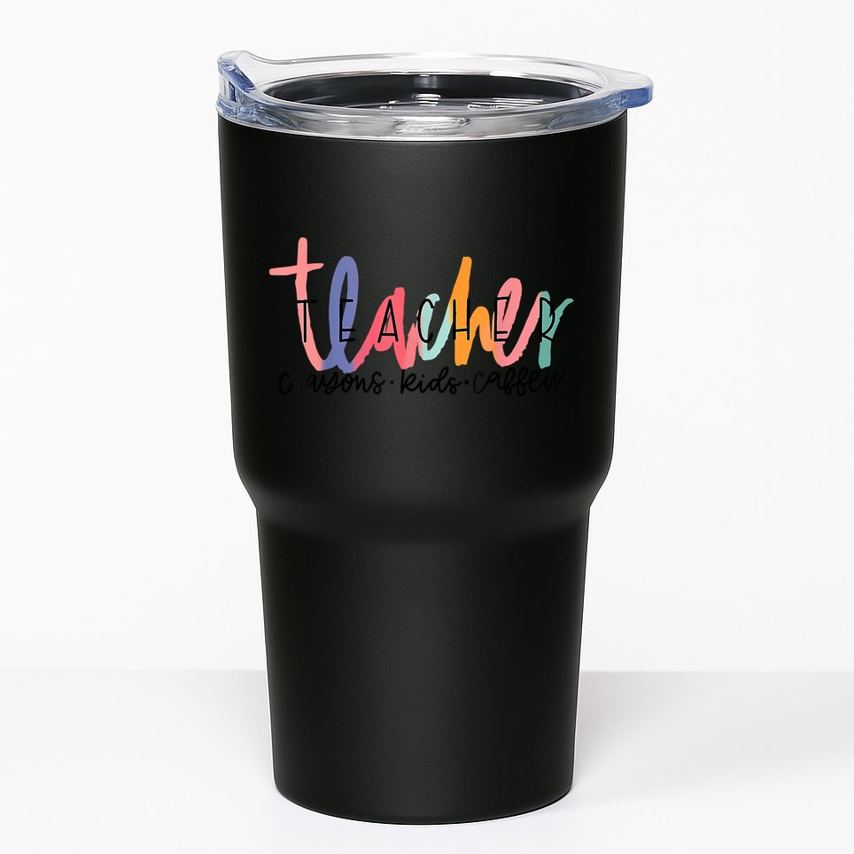 Happy Last Day Of School Teachers Crayons Kids Caffeine Tumbler