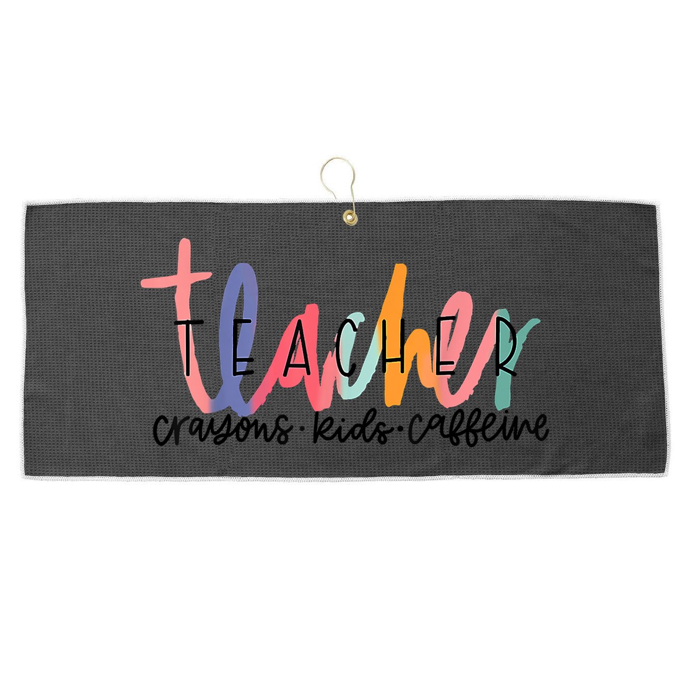 Happy Last Day Of School Teachers Crayons Kids Caffeine Large Microfiber Waffle Golf Towel