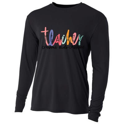 Happy Last Day Of School Teachers Crayons Kids Caffeine Cooling Performance Long Sleeve Crew