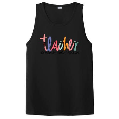 Happy Last Day Of School Teachers Crayons Kids Caffeine PosiCharge Competitor Tank