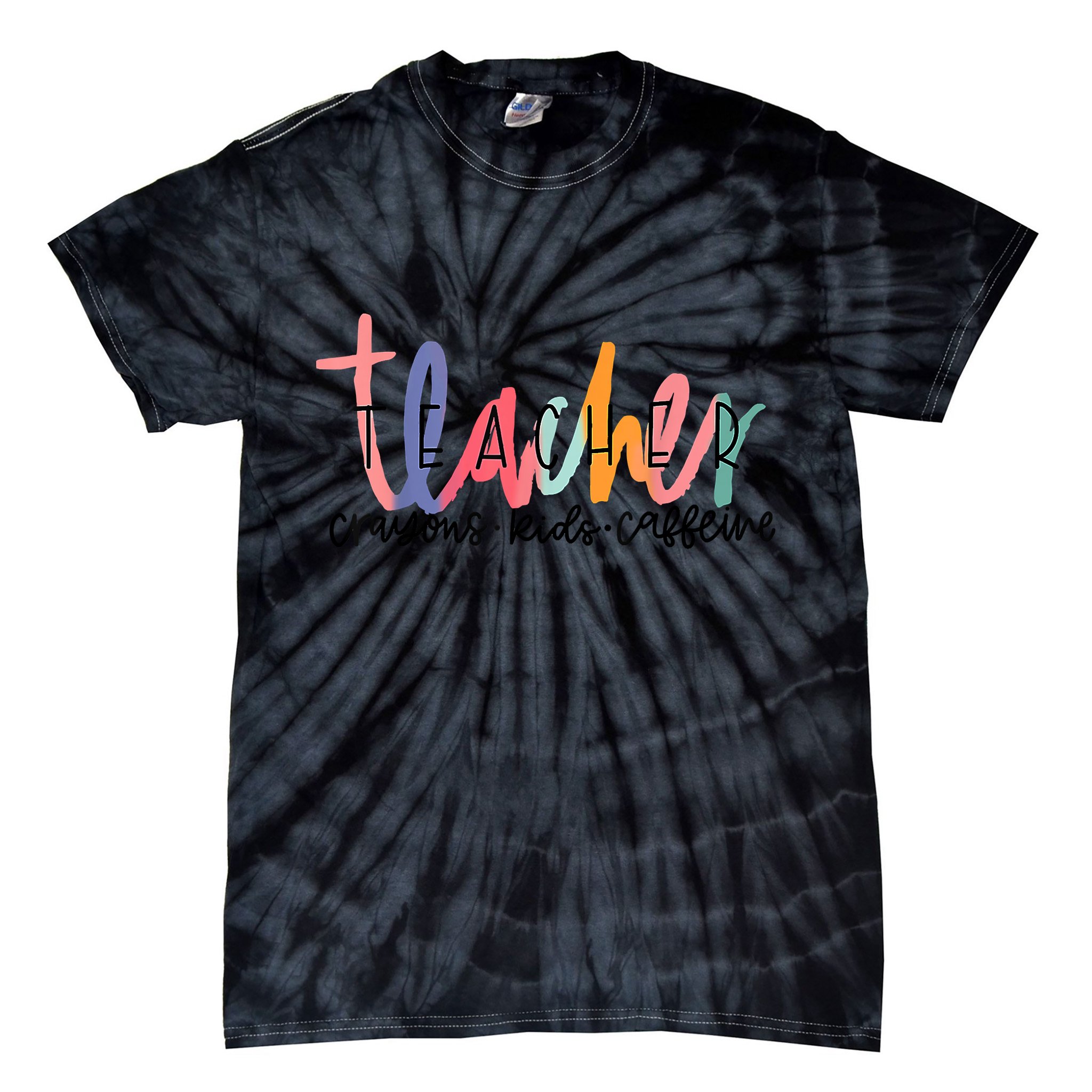 Happy Last Day Of School Teachers Crayons Kids Caffeine Tie-Dye T-Shirt