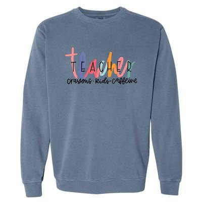 Happy Last Day Of School Teachers Crayons Kids Caffeine Garment-Dyed Sweatshirt